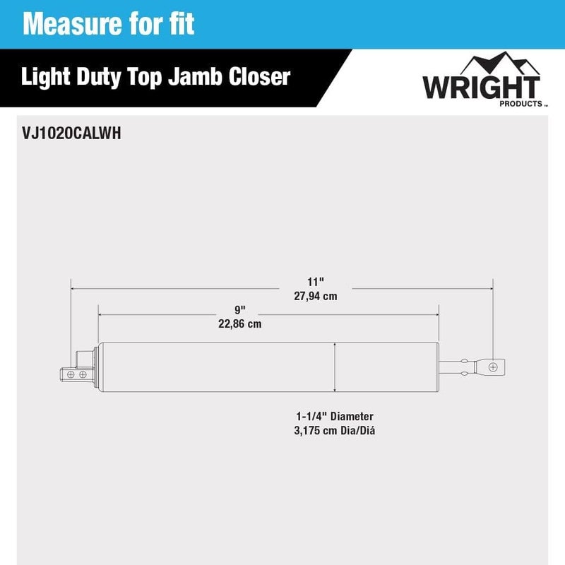 Wright Products Light Duty Screen Door Closer with Head Jamb Bracket â€“ Pneumatic Door Closer, Adjustable Closing Speed, and Hold-Open Washer (Transitional, White) - Image 4
